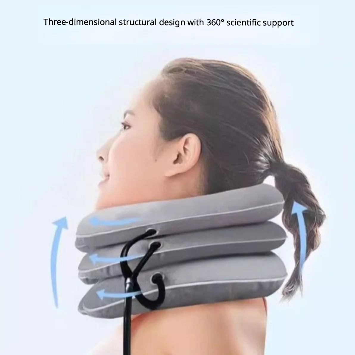 3-Tube Inflatable Neck Traction Device, Soft Cervical Collar for Neck Pain Relief, 360° Support Neck Stretcher
