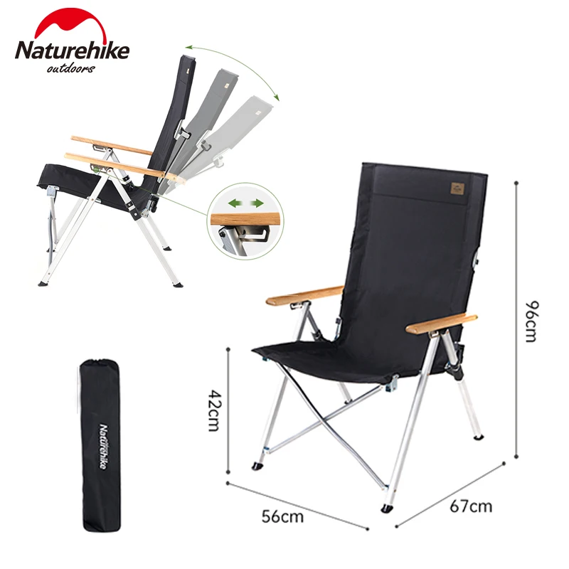 

Naturehike Folding Chair Armchair Seat Fishing Outdoor Beach Camping Portable Aluminum Alloy Adjustable Backrest High Back Chair