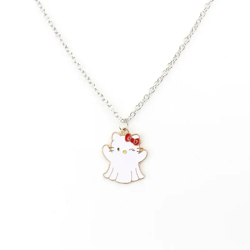 สร้อยคอฮาโลวีน Hello Kitty Sanrio อะนิเมะการ์ตูนน่ารักปีศาจสไปรท์สร้อยคออัลลอยจี้น่ารักโซ่เครื่องประดับเครื่องประดับ