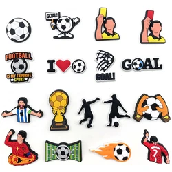 Heiße 1 stücke Fußball Fußball Schuh Charms für Krokodile Zubehör Schuh Pin Clog Sandalen Dekoration Kinder Frauen Männer Party Gunst Geschenke