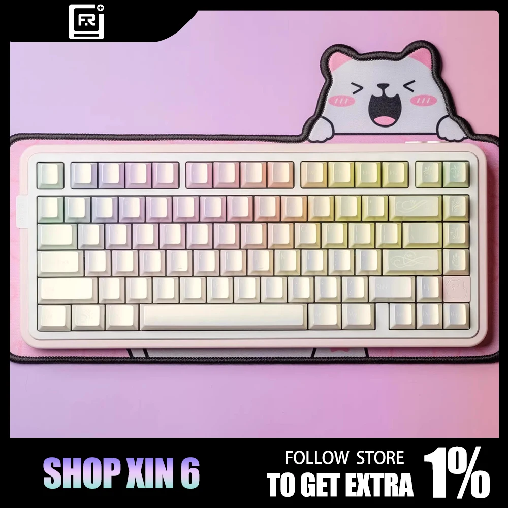 frontier original pbt keycap Glass gradient color pearlescent keycap for hotswap customized mechanical keyboard pc accessories