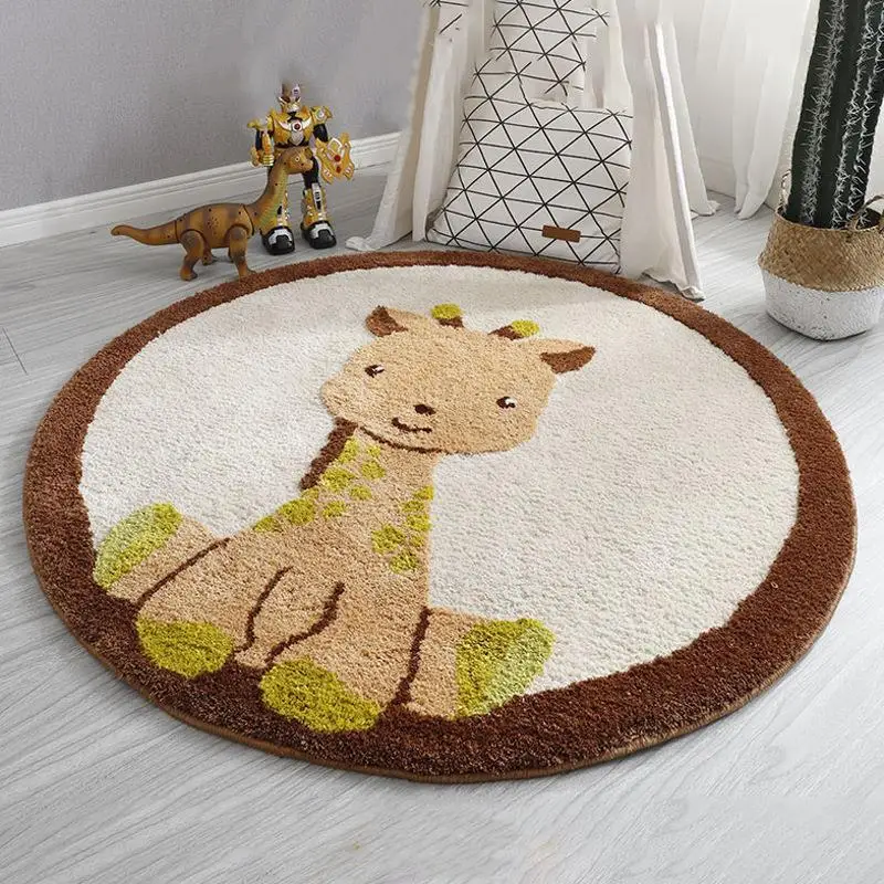 VIKAMA Circular Rug Children's Room Tent Stroller Pad Bedroom Full-Size Bedside Rug Reading Area Floor Mat Home Decoration