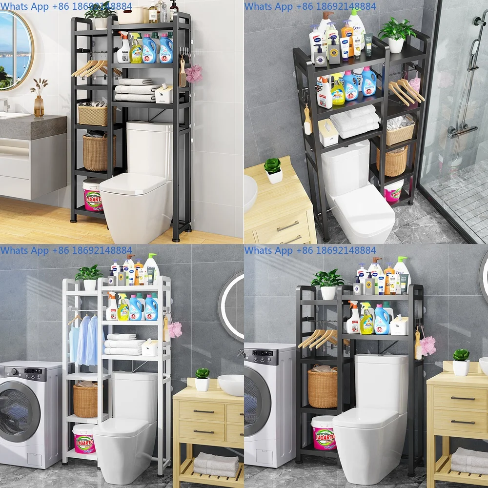 

Adjustable Multi Tier Toilet Storage Shelf Bathroom Floor Standing Organizer Rack