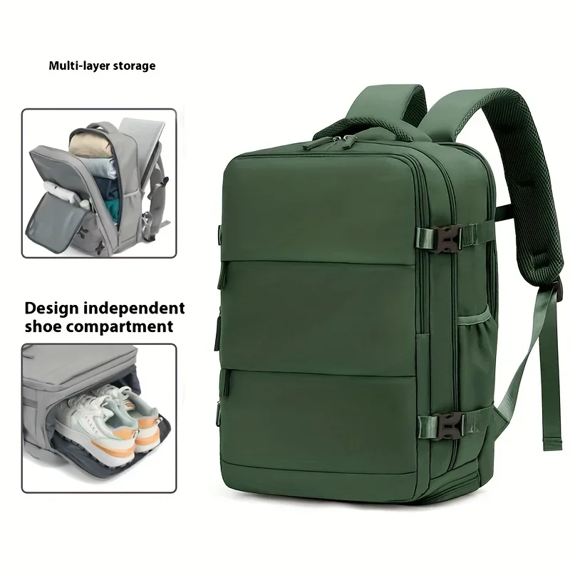 Independent Shoe Storage, Lightweight Travel Backpack Laptop Compartment, Adjustable Straps, Sleek Design, Reinforced Stitching
