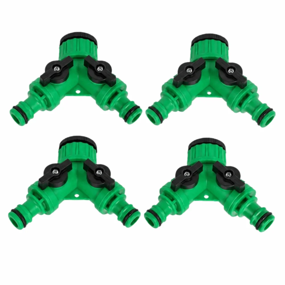 4Pcs Durable PP Water Splitter 1/2 Inch Green Garden Splitter 3/4 Inch Quick Connect Garden Accessories Plant Watering