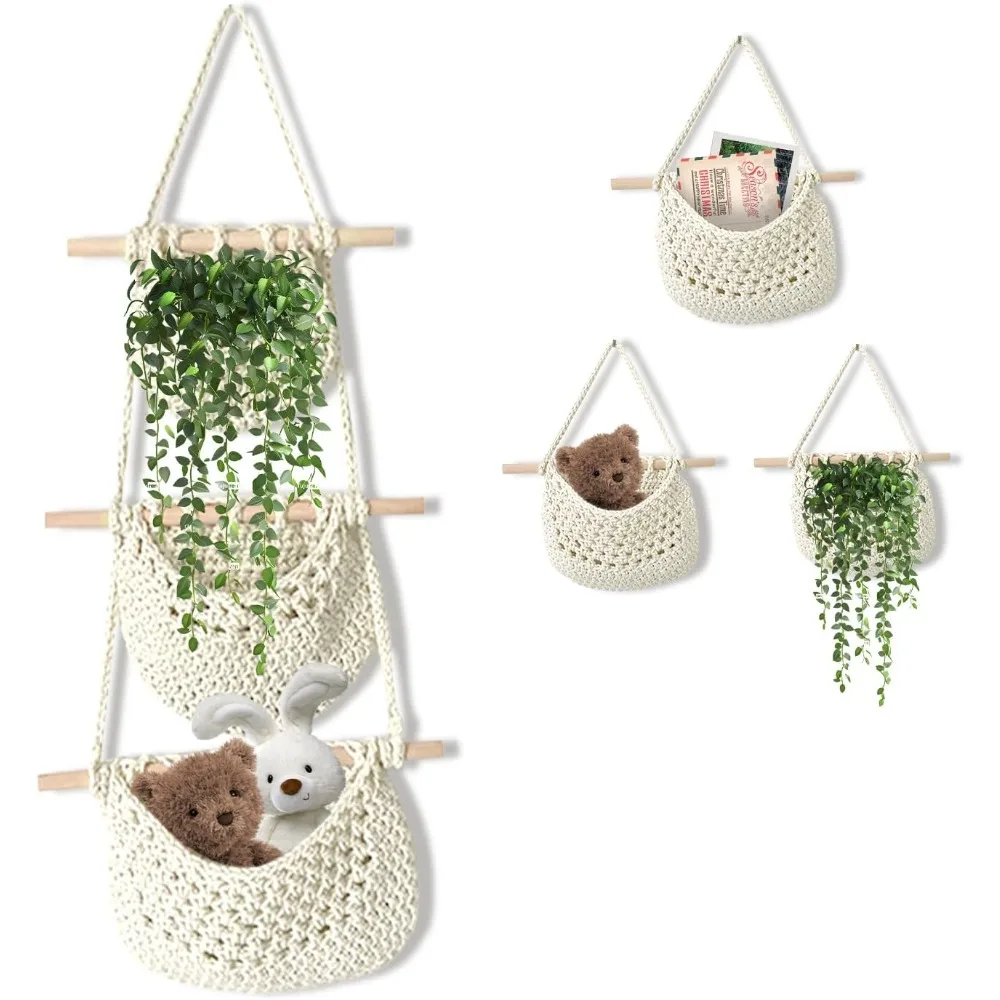 

3-х уровневая съемная настенная корзина над дверью-органайзер, декор с фруктами и овощами, настенный декор в стиле бежевого цвета в стиле бохо, для настенной глины