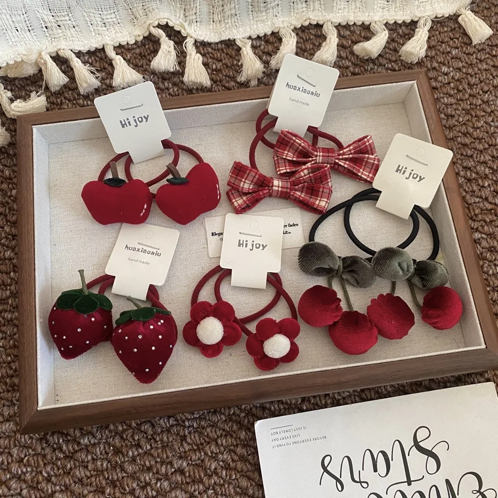 

2pcs Fabric Cute Cartoon Cat Rabbit Hairbands Elastic Rubber Bands Lovely Kawaii Hair Ropes Headwear Girls Kids Hair Accessories