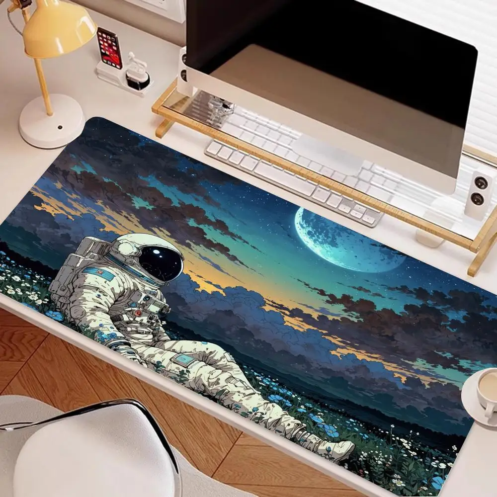 

"Astronaut in Floral Field Under Moonlit Sky Mouse Pad - Space Fantasy Desk Mat for Gamers & Sci-Fi Fan