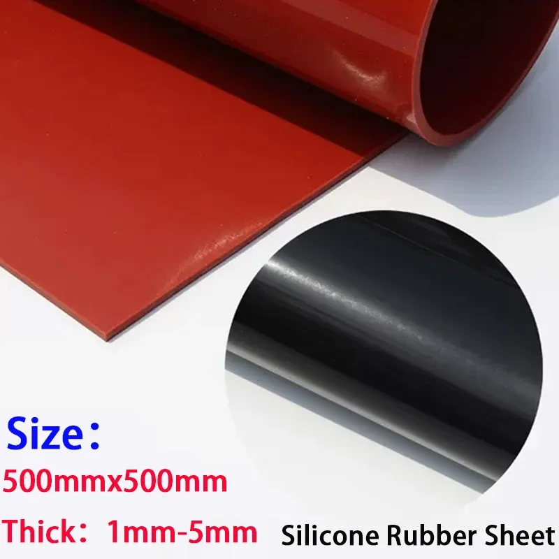 1Pcs Thickness 1/1.5/2/3/4/5mm Red/Black Silicone Rubber Sheet 500X500mm Rubber Matt, Silicone Sheeting For Heat Resistance