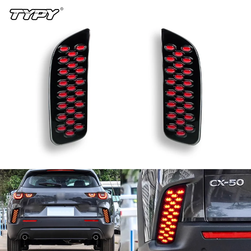 

TYPY Автомобильный светодиодный отражатель заднего бампера для Mazda CX-50 CX50 2022 2023, противотуманная фара, стоп-сигнал с динамическим указателем поворота