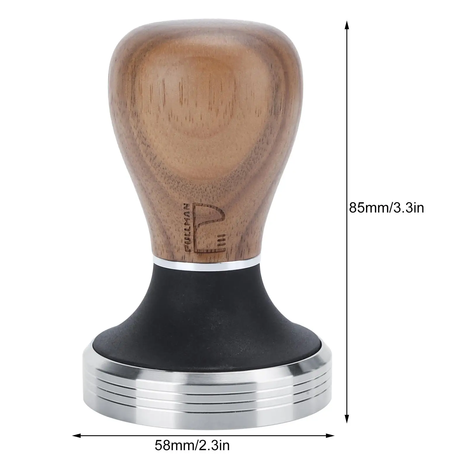 58mm Adjustable Stainless Steel Coffee Tamper with Wooden Handle - Espresso Powder Press Tool