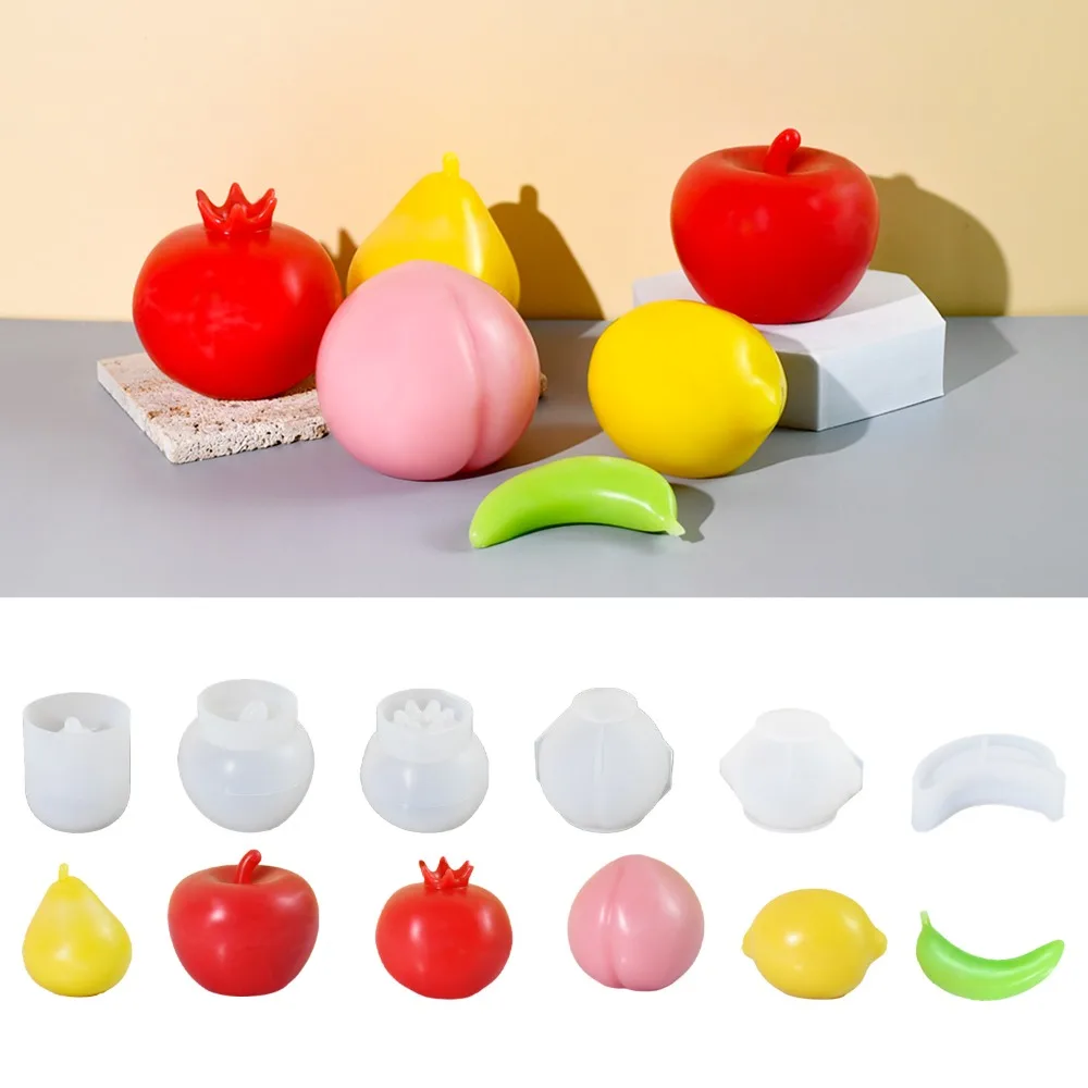 Fruit Pear Pomegranate Candle Mould Peach Soap Banana Resin Silicone Mold Apple Chocolate Ice Making Set Artist Lemon Home Decor