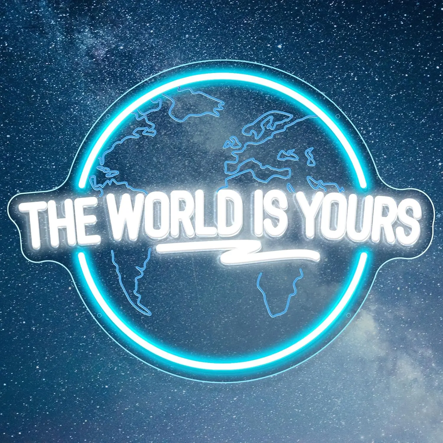 The World Is Yours 네온 사인 각인 행성 LED 네온 조명 사인, 사무실 결혼식 남자 동굴 게임 룸 벽 장식, 생일 선물