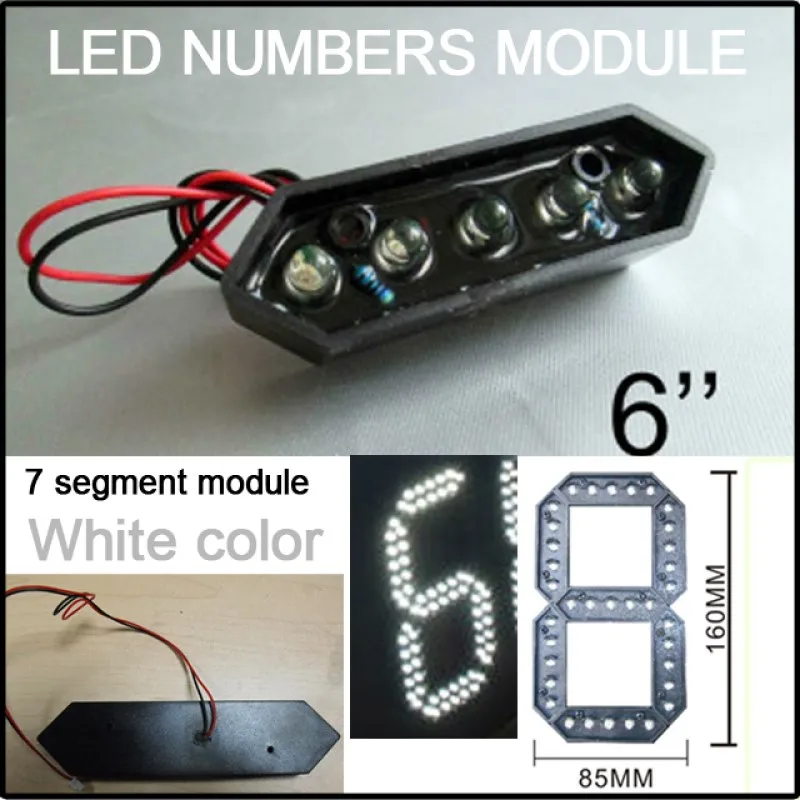 

6" White Color Digita Numbers Module,led Gas Price,temperature,time,led Clock,led Module,7 Segment Of The Modules,waterproof