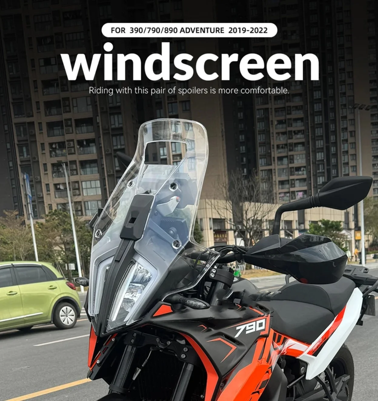 For 390 790 890 ADV Adventure 2019-2022 2020 Motorcycle Acrylic Rally Windshield Wind Deflector Screen Shield Windscreen Visor