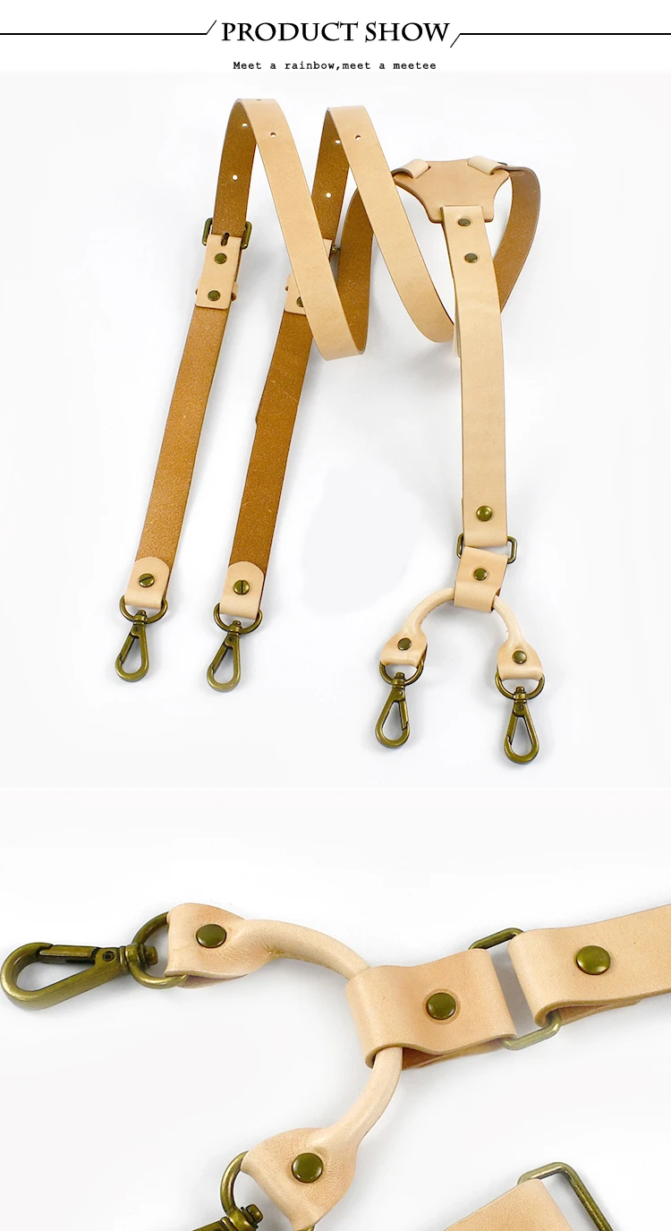 Deepeel 2*100 cm Vintage Erwachsene männer Hosenträger Echtes Leder Männer Hosenträger Haken Strap Dekorative Harness Mann Kostüm – Detail 5