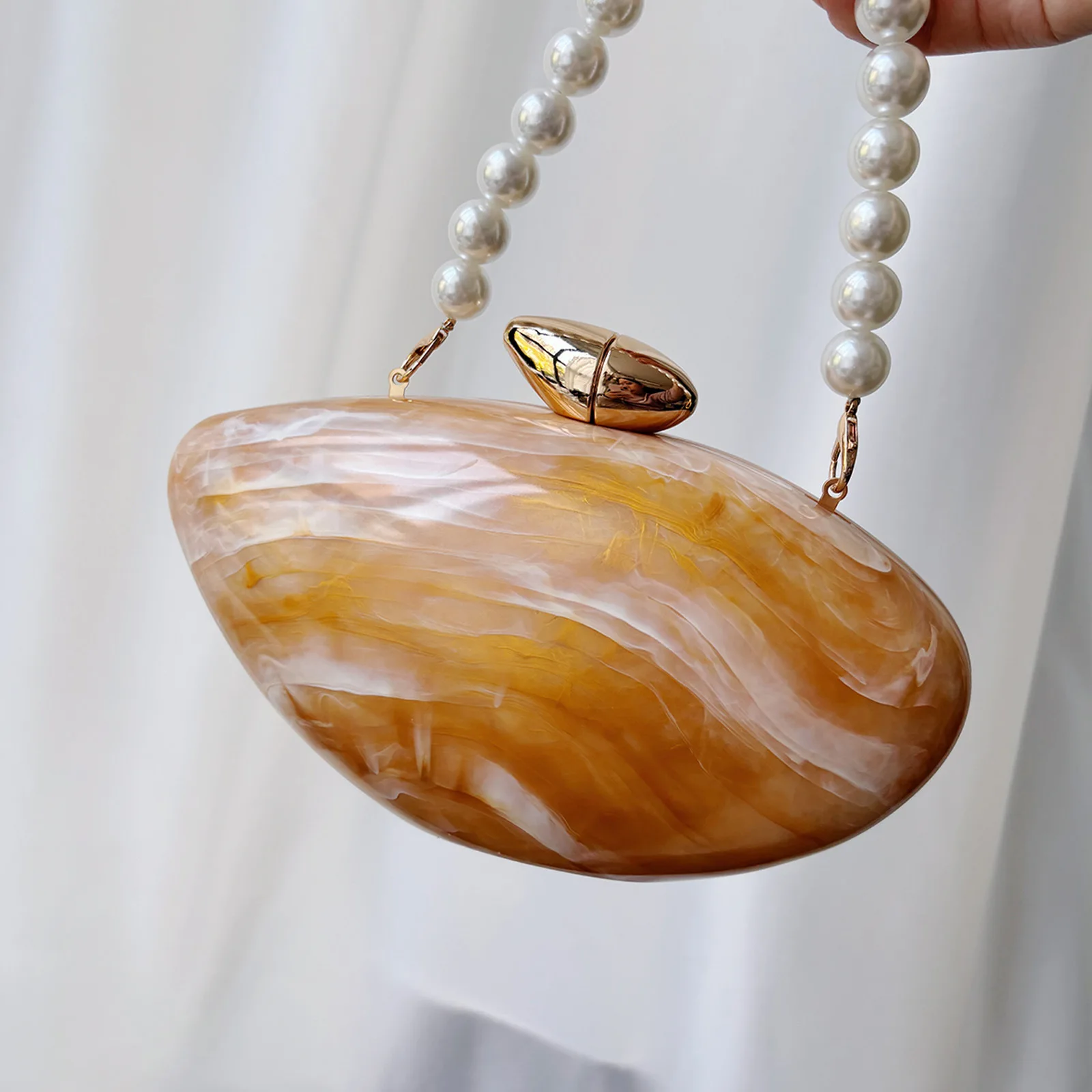 Shimmer Stripe Acrylic Shell Bag Women Handbag Transparent Fashion Evening Bag Wedding Party Clutch Purse Shoulder Crossbody Bag
