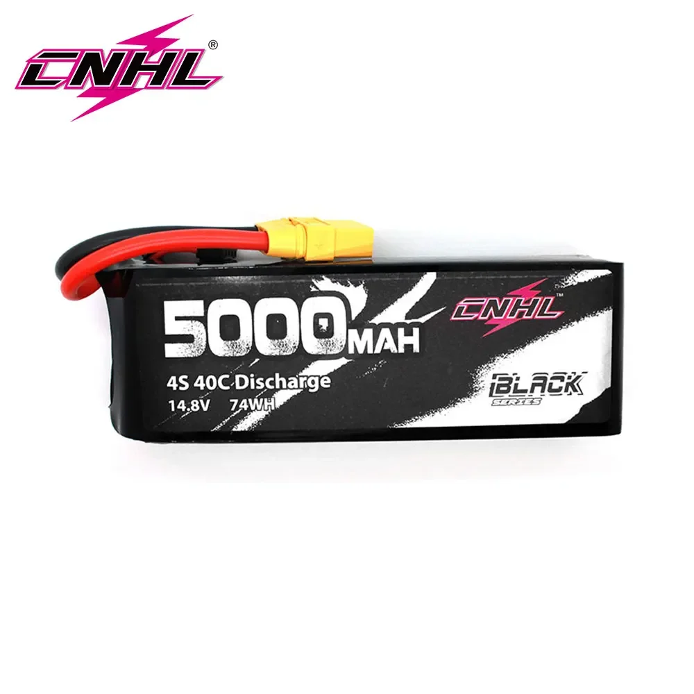 

CNHL 14,8 В 4S Lipo Батарея 5000 мАч 40C Черная серия с разъемом XT90 для самолета, вертолета, дрона, автомобиля, лодки, транспортных средств, грузовика, бака