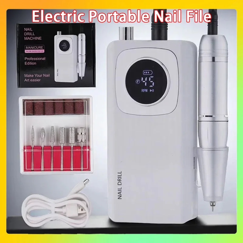 

Low Noise Professional Nail Polish Sander Nails Accessories Set High Speed 45000RPM Rechargeable Nail Drill Machine with LCD