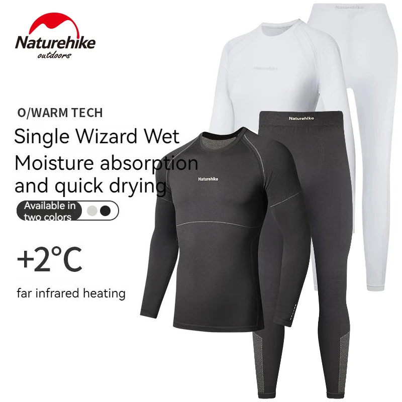 

Naturehike Thermal Underwear Suit for Man Woman Winter Outdoor Sports Clothes Quick-drying Charcoal Fibre Black White Plus Size