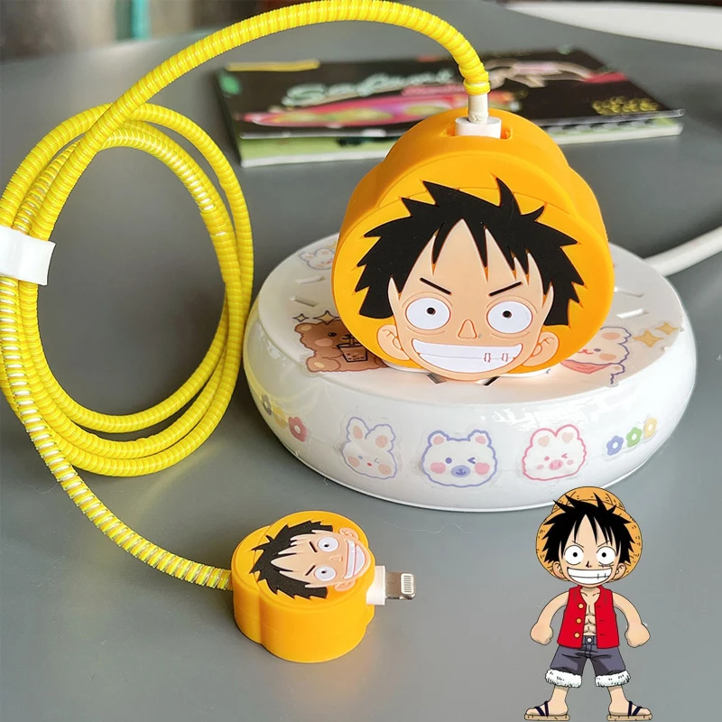 Jednoczęściowe etui Luffy Heart do ładowarki Apple 18/20w Etui ochronne do iPhone\'a 14/13 Kabel do transmisji danych Głowica Ochraniacz gryzą Shell