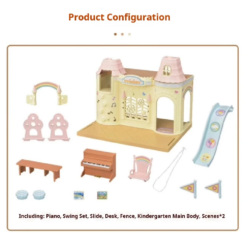 Sylvanian Families Rainbow Castle Kindergarten Set Baby Castle Nursery Action Figure Collezione di giocattoli per bambini Regalo di compleanno per bambini
