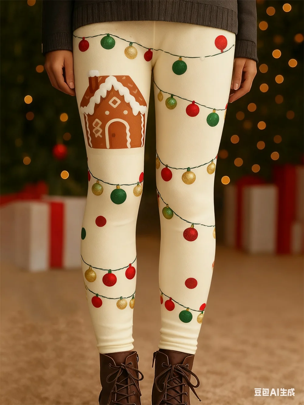 Spodnie damskie Świąteczna atmosfera Moda Spodnie świąteczne Elastyczne spodnie do jogi Elastyczna talia Jesień Zima Odzież damska y2k