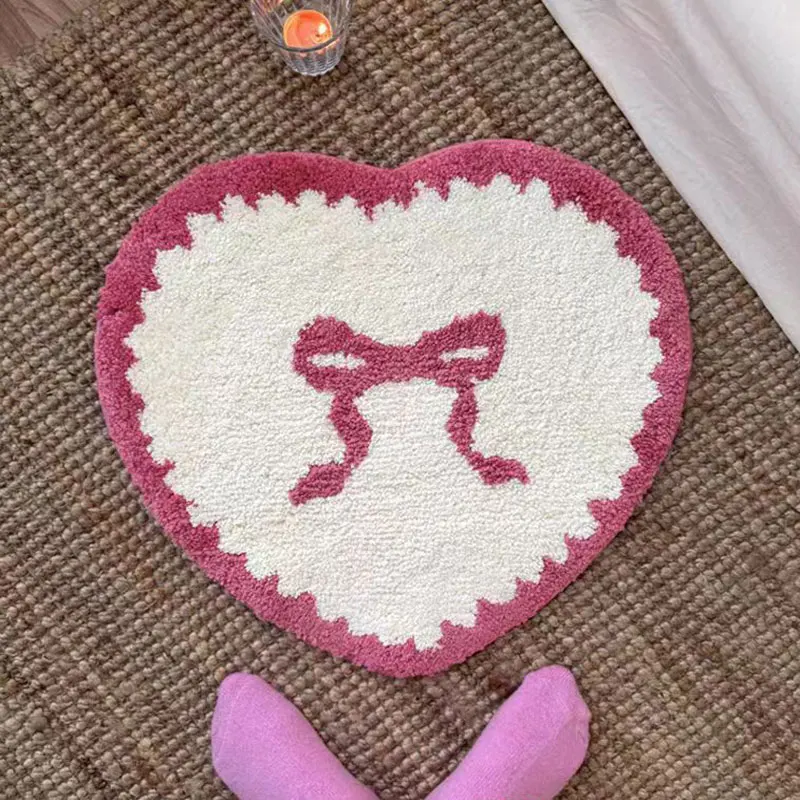 Dopamine Color Tufting Seat Love Butterfly Thickened And Absorbent Tufted Rug Home Office Mat Warm Cozy Decor For Autumn Carpet