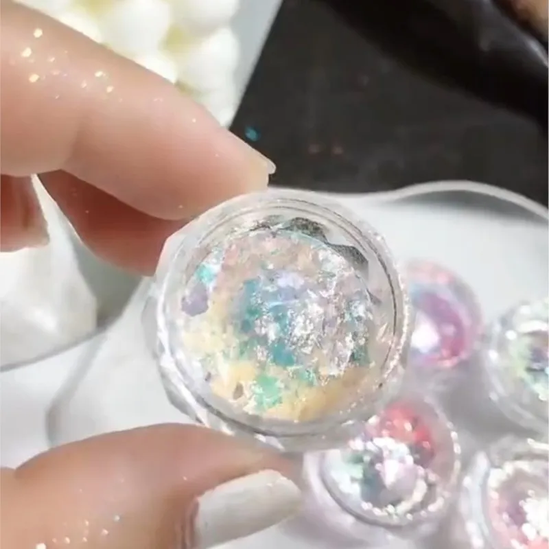 

1Box Aurora Glitter Opal Nail Powder Holographic Iridescent Sequins Rubbing Dust Mermaid Chameleon Polarized Flakes DIY Manicure