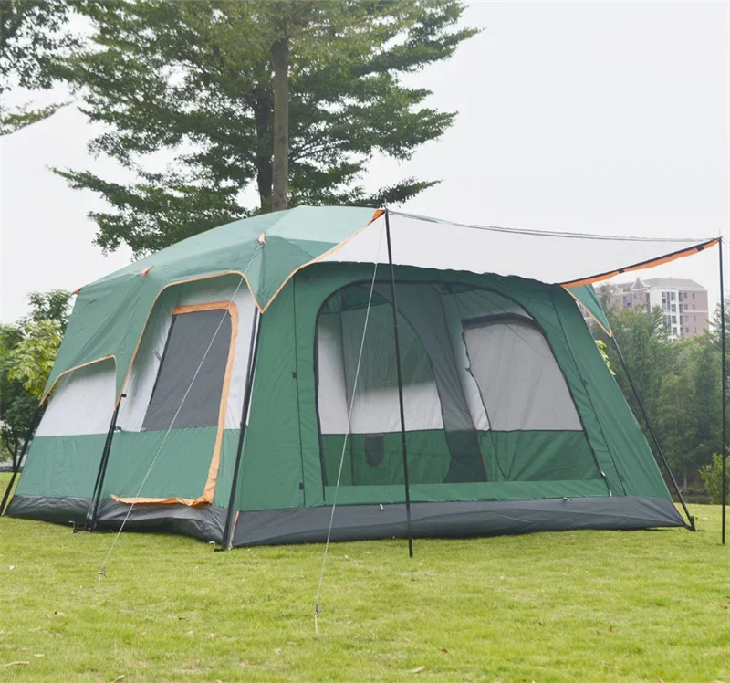 Thickened Rainproof Family Tent, Two Rooms, Leisure Camping, One Layer, 4, 6, 8, 10 Person