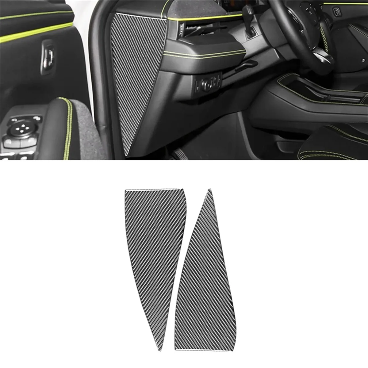 Carbon Fiber for Mach-E 2021-2024 Car Dashboard Side Panel Cover Trim Sticker Interior Accessories