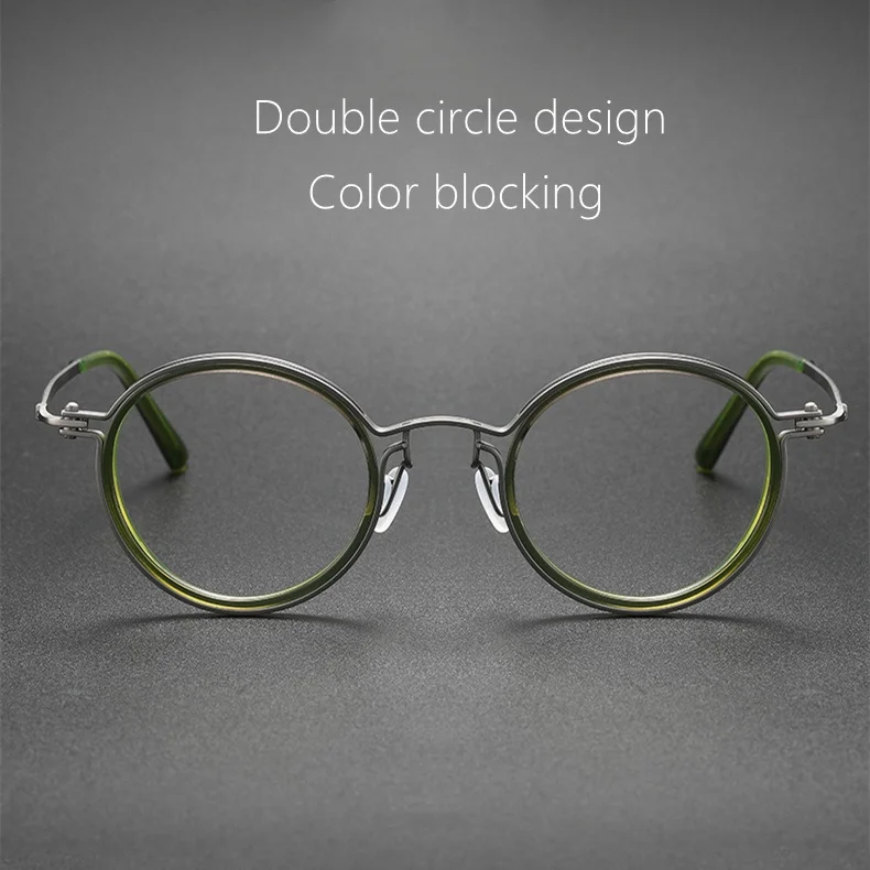 Italian Industrial Style Vintage Round Frame Glasses Titanium And Acetate Crown Gear Element Men Women Optical RLT5860