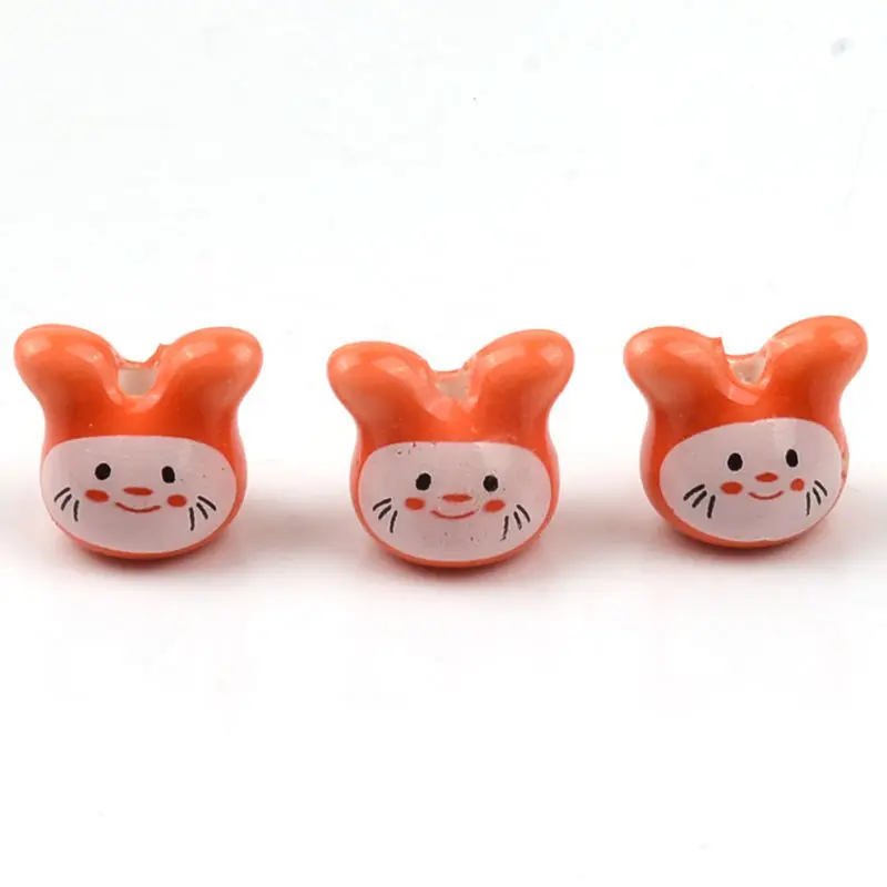 10PCS Colorful Ceramic Rabbit Beads Loose Spacer Beads For Jewelry Making DIY Bracelet Necklace Accessories