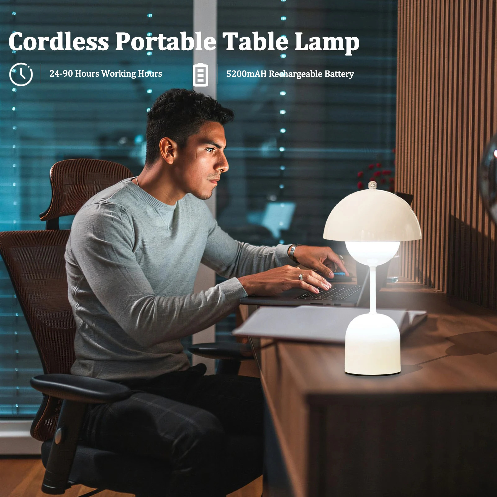 USB充電式キノコテーブルランプ三色調光屋内照明器具LED花のつぼみテーブルランプ屋内装飾ランプ