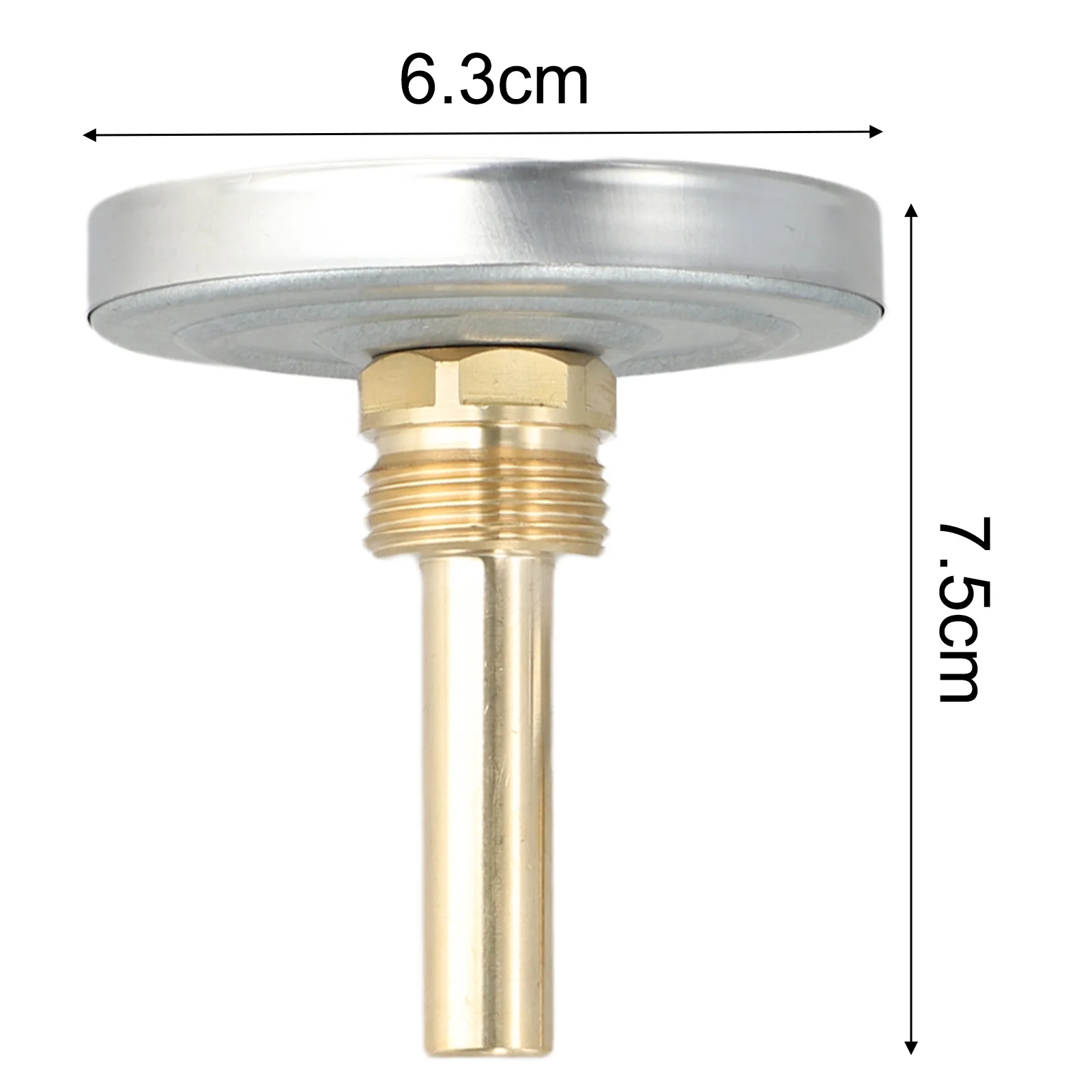 2Pcs 63mm Bimetal Thermometer Copper Sheath Screw-in Buffer For Boiler Heating Stove Grill BBQ Smokehouse Temperature Gauge
