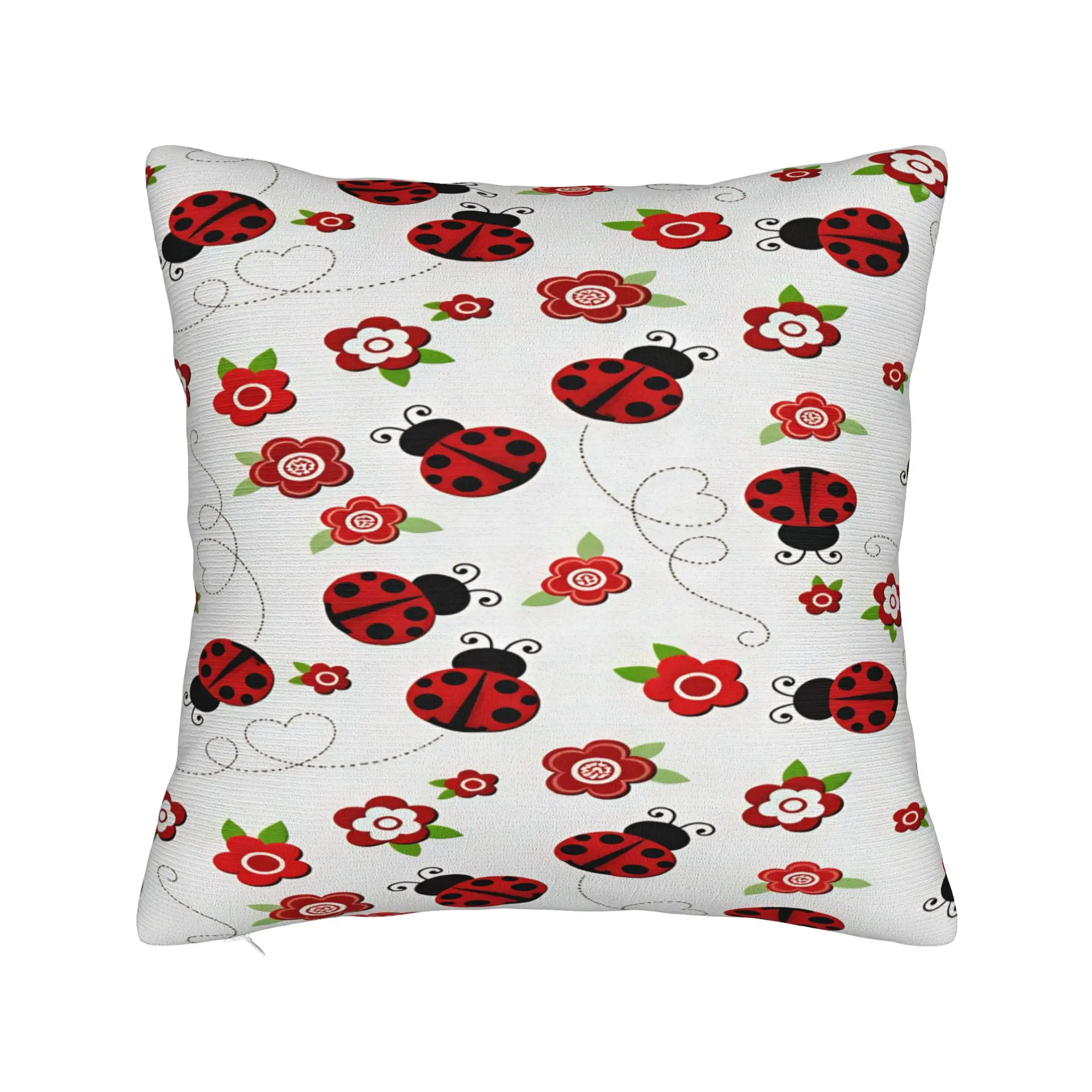 Ladybug Flower Doodle Heart Line Pillowcases  Morden Pillow Case For Chair Sofa Home Decor Square Pillow Cover