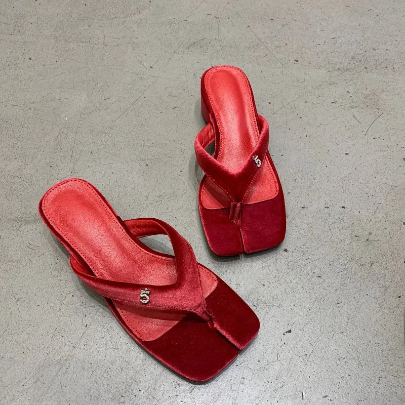 

Sweet Women's Shoes Exquisite Suede High Heel Flip Flops for Woman Fashion Vacation Casual Shoes Designer Shoes Zapatos De Mujer