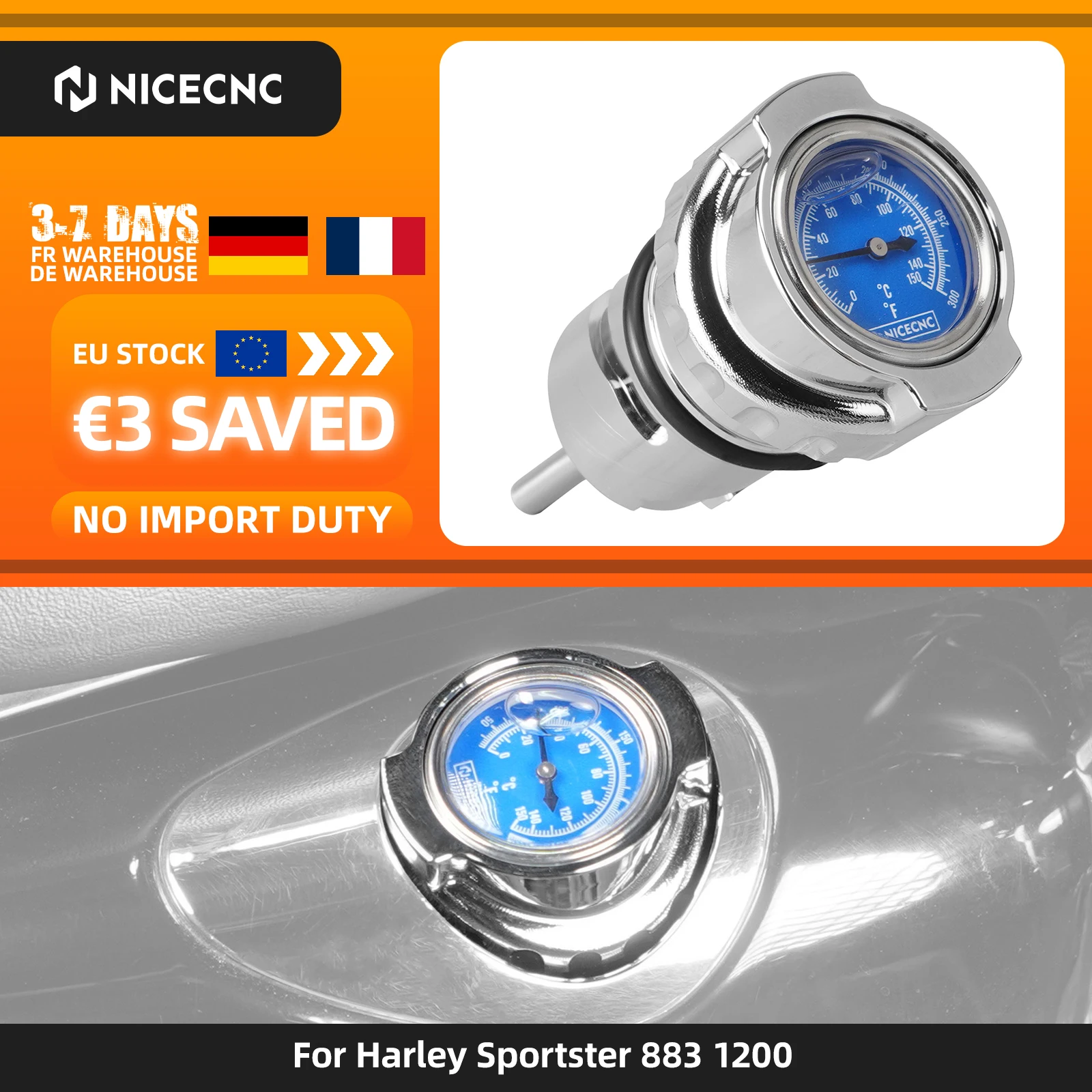 Image of (EU-Lager) Für Harley Sportster 883 1200 Ölmessstab Temperaturanzeige Sportster 883 XL883 Sportster 1200 XL1200C Iron 883 1200