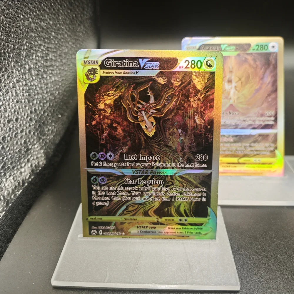 4pcs/set Pocket Monsters Card Diy English Version Giratina Arceus Dialga Game Collectible Card Toys for Boys Holiday Gift
