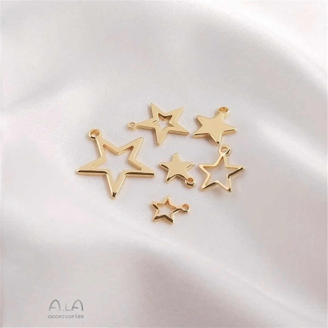 Cinco Pontas Estrela Pingente Acessórios, DIY Ear Pingentes, Chapelaria Acessórios, Ouro 14K, D082