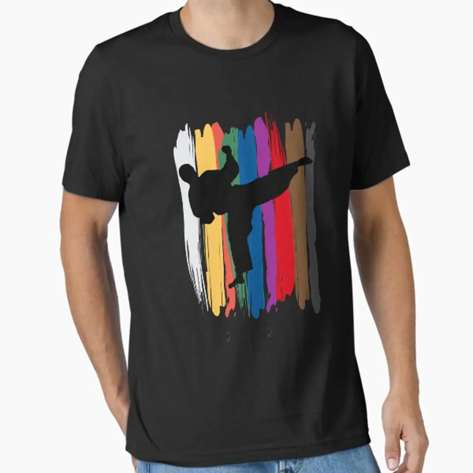 Taekwondo Belts Silhouette Essential T Shirt vintage Washed streetwear Soft fashion designer clothes graphic Casual homme