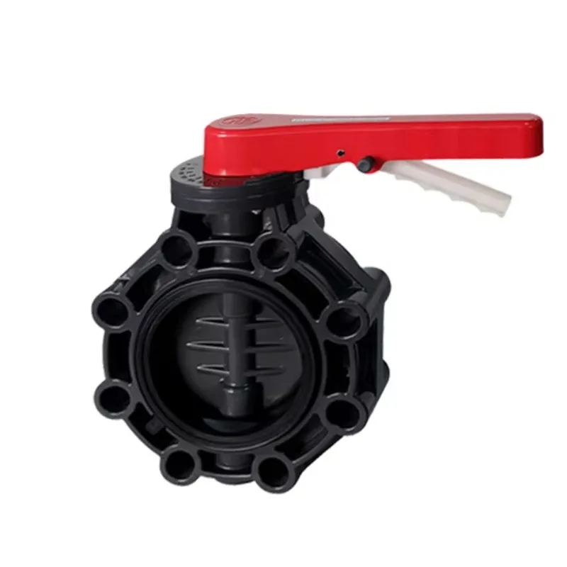 

DN50 DN80 DN100 DN200 PN10 UPVC Ручной дроссельный клапан с наконечником и рычажной ручкой для водяного носителя ПВХ-бабочка