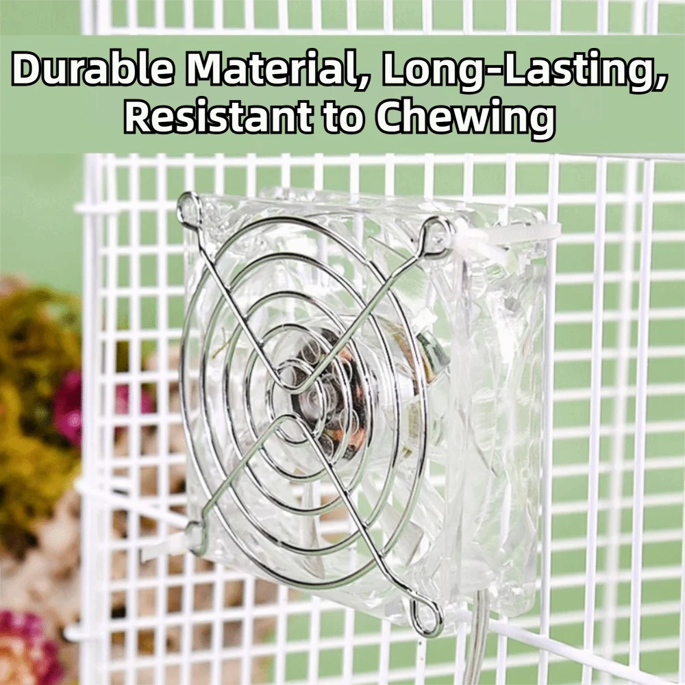 Portable Pet Cage Cooling Fan Lightweight Low Noise Hamster Cooling Fan Clear Acrylic USB Plug in Mini Cooling Fan Rabbit Cage