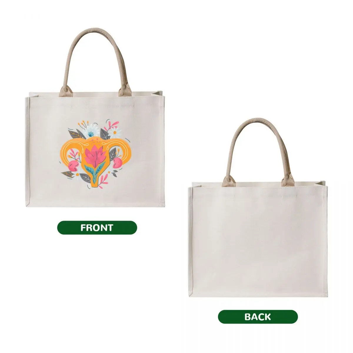 Uterus with floral decoration cartoon female symbol Tote Bag bag luxury women women screen personalized