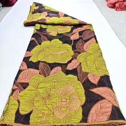 Latest 5 Yards Guinea Brocade Jacquard Fabric African Lace 2025 High Quality Nigerian Brocade Fabrics for Wedding Dress Hmd20102