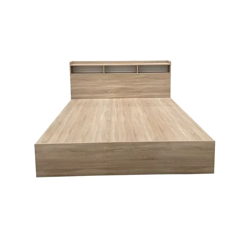 Simple Modern Style Wooden Panel Bed Square Bed for Bedroom