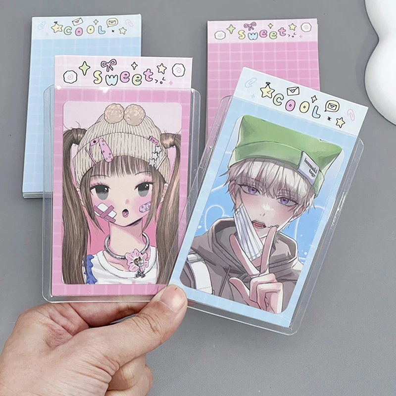 10pcs Sweet Pink Plaid Toploader Fillers Photocard Packaging Materials Background Inserts Card