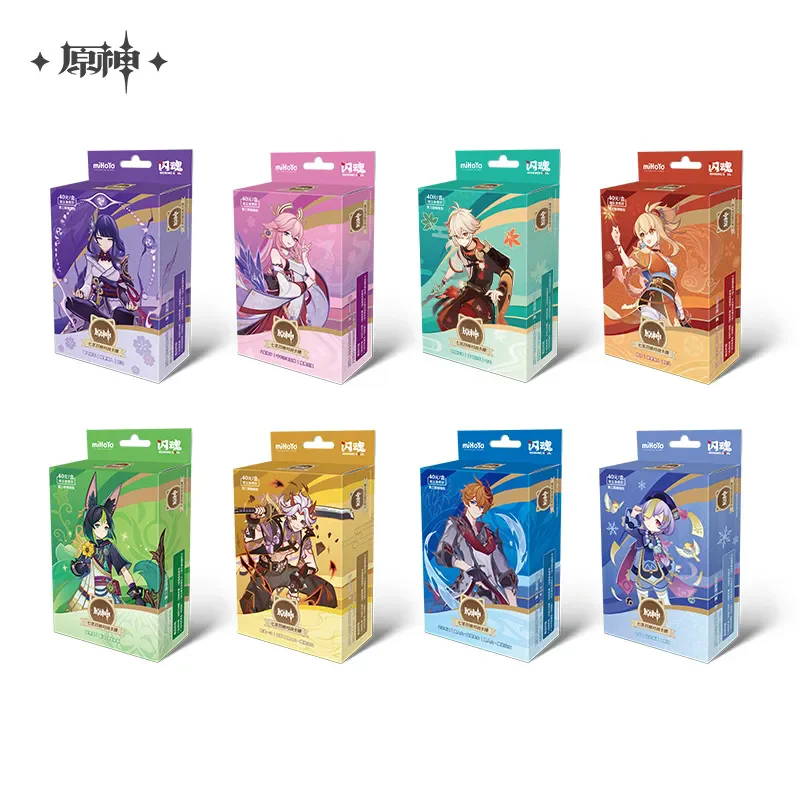 

[Подлинная] игра miHoYo Genshin Impact Fatui Genius Invokation TCG, предварительно упаковка боевой карты, фаза 3, реквизит с героями мультфильмов, косплей, рождественские подарки