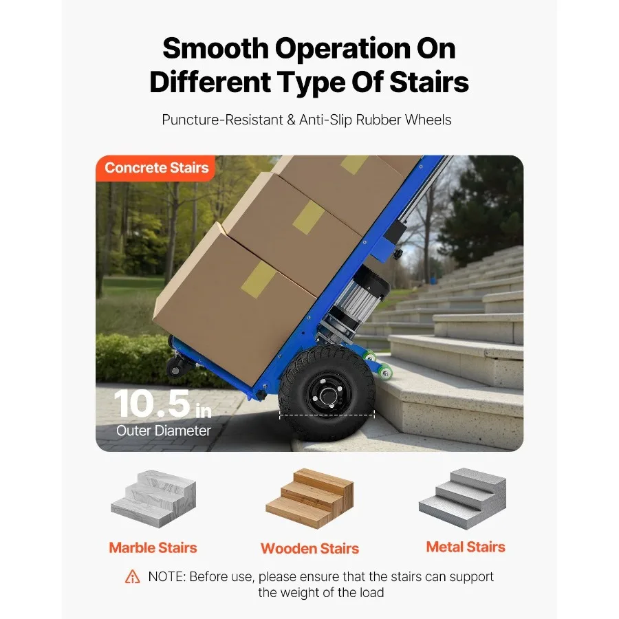 تسلق الدرج الكهربائي دوللي سعة 880 رطل شاحنات يدوية لتسلق الدرج باللون الأزرق