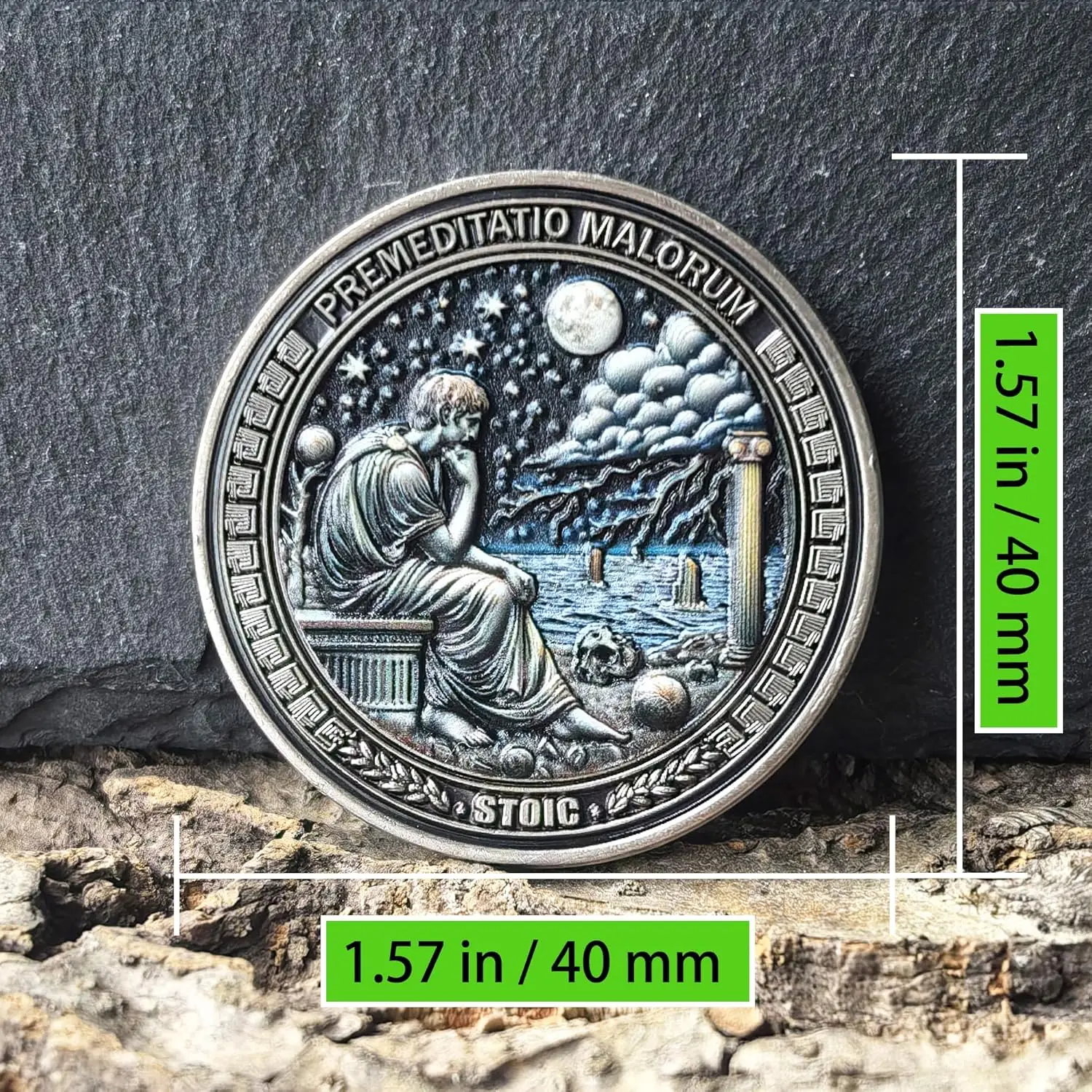 إقتباس Premeditatio Malorum & Seneca عملة الرواقية التحفيزية لعشاق الفلسفة وأفكار الهدايا